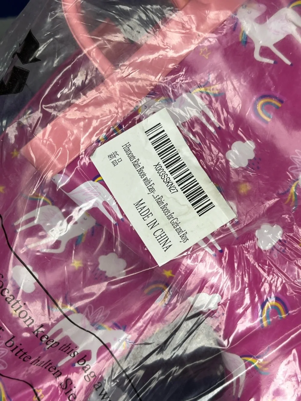 Party PINK Unicorn Rainbow Hbxooxts Kids Outdoor Waterproof Rain Boots Size 13